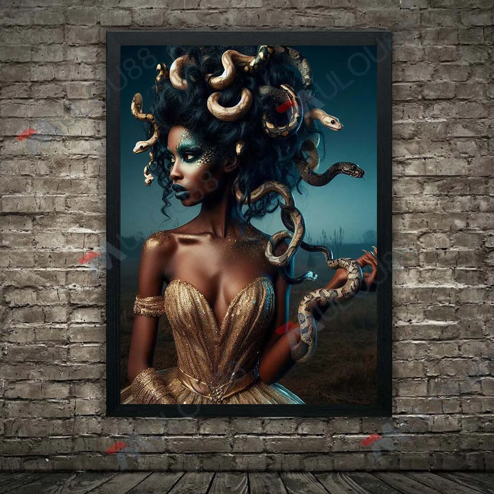 Charming Medusa Banshee Abstract Wall Art Canvas Painting Gorgon In Greek Mythology Gothic Art Poster Print Home Decor Unframed