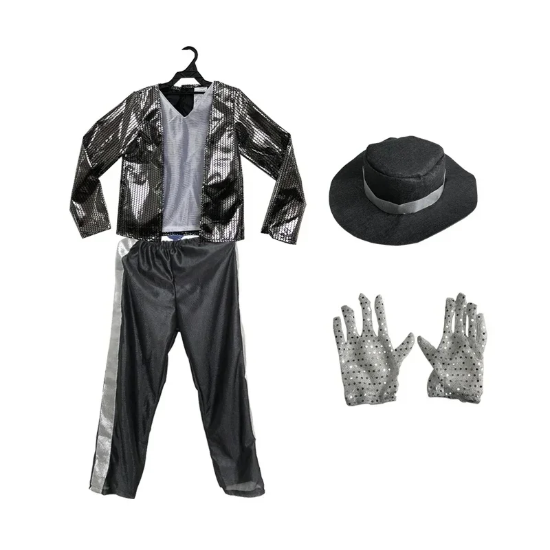 (#^.^#) 2026 New MJ Michael Jackson Coat Billie Jean Party Cosplay Superstar Singer Jacket Glove ren Dance Sets Costu →_→LOOK ME