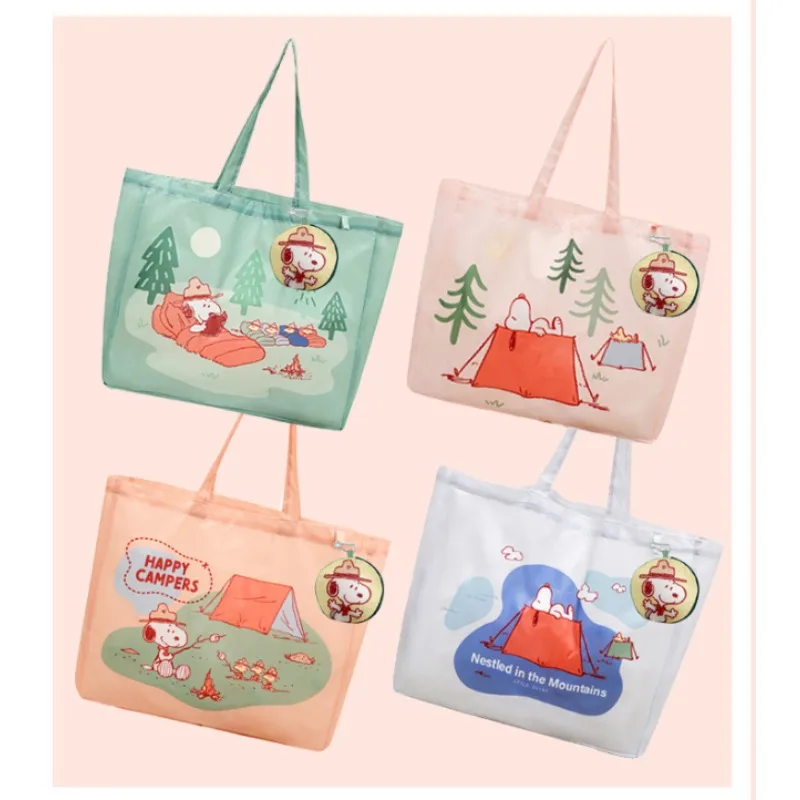 YOUMA I Snoopy Shoulder Backpack Kawaii Snoopy Camping Series Eco Friendly Shopping Bag Cute Cartoon Large Capacity Storage Bag
