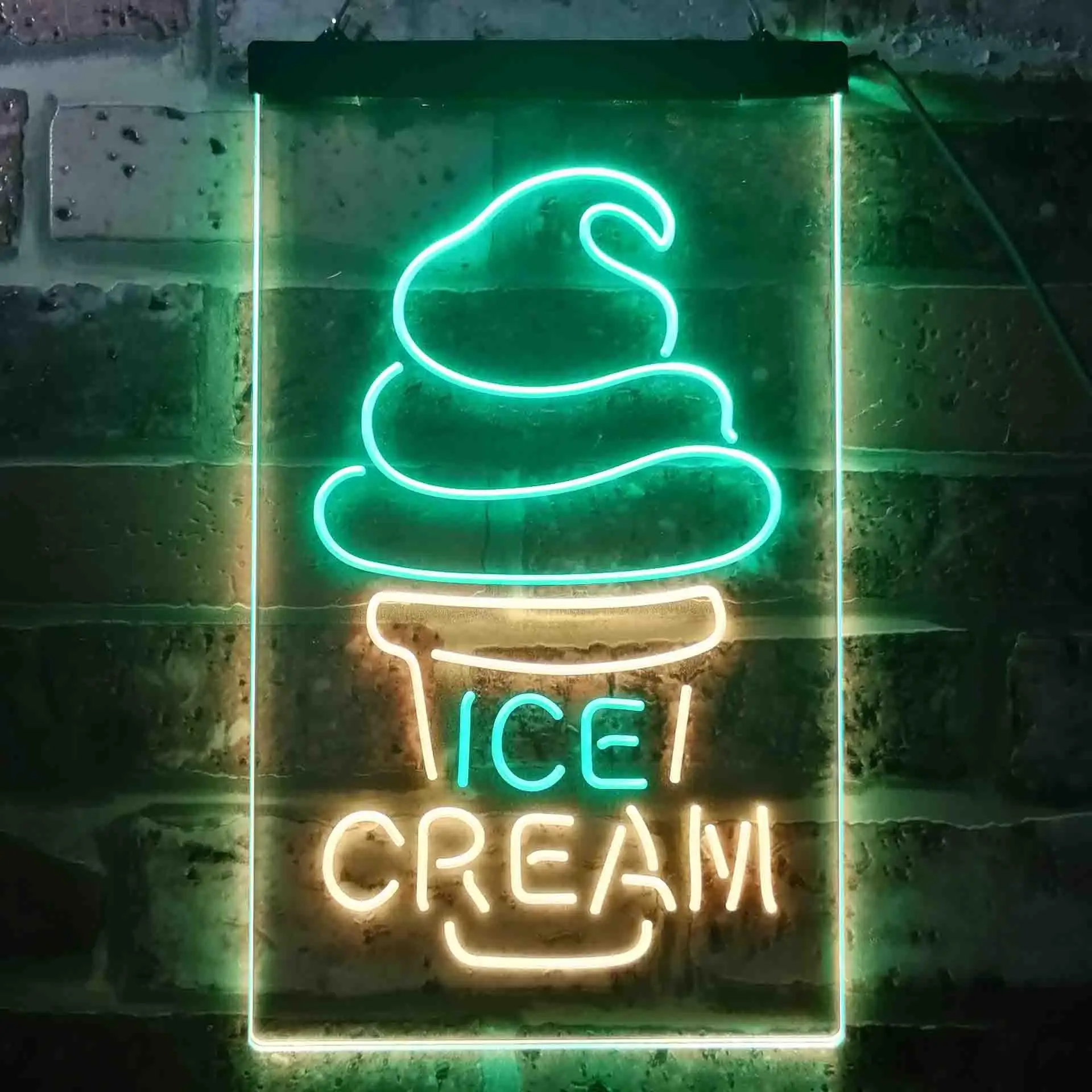 

Ice-Cream. with Soft Ice-cream Cone Dual Color Led Neon Sign st6-i3604