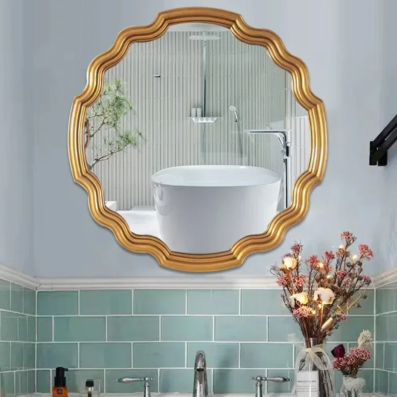 Luxury Wavy Makeup Mirror Wall Aesthetic For Bedroom Bathroom Garden Apartment Hotel Living Room Decorative Full Length view 4
