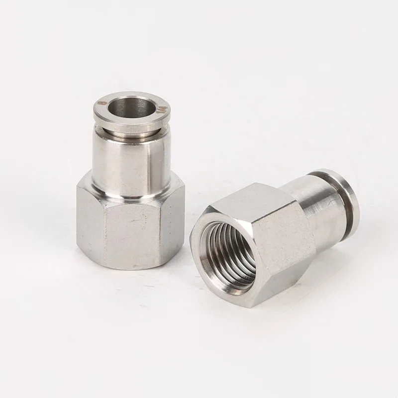 Pneumatic Quick Connector PCF4-12 Straight 01/02/03/04 Internal Thread Connecting Gas Pipe Connector 304 Stainless Stee