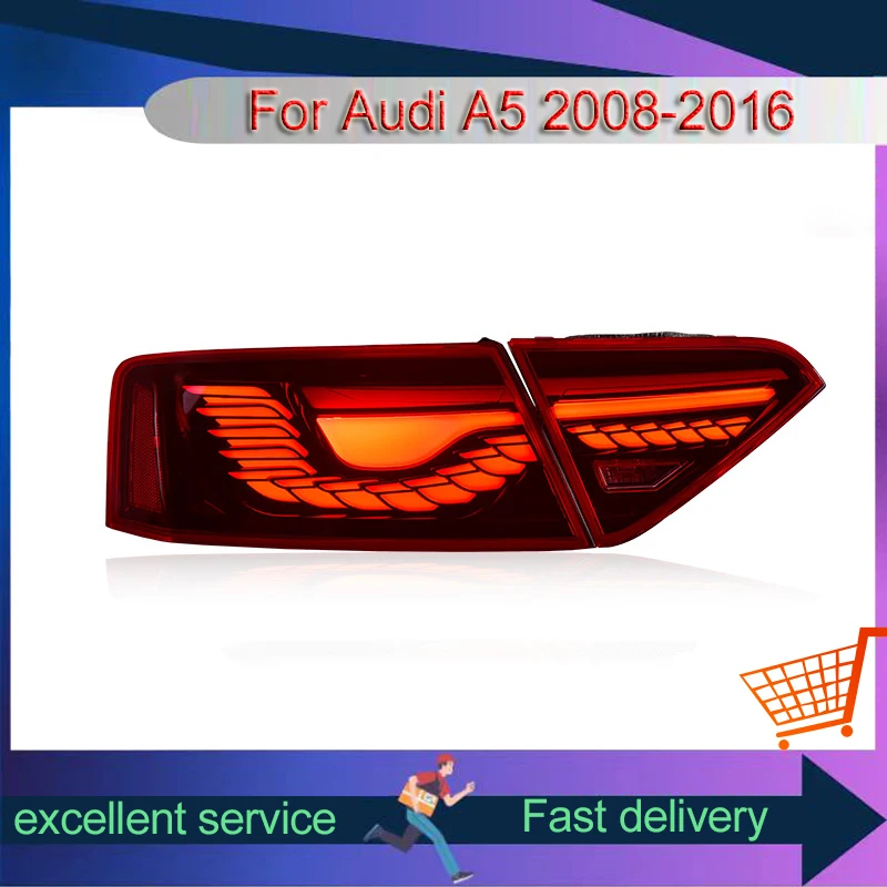 2 PCS Auto Lights For Audi A5 2008-2016 Tail Lamp Modified DRL Taillight LED Horse Race Assembly Upgrade Tools Car Accessories