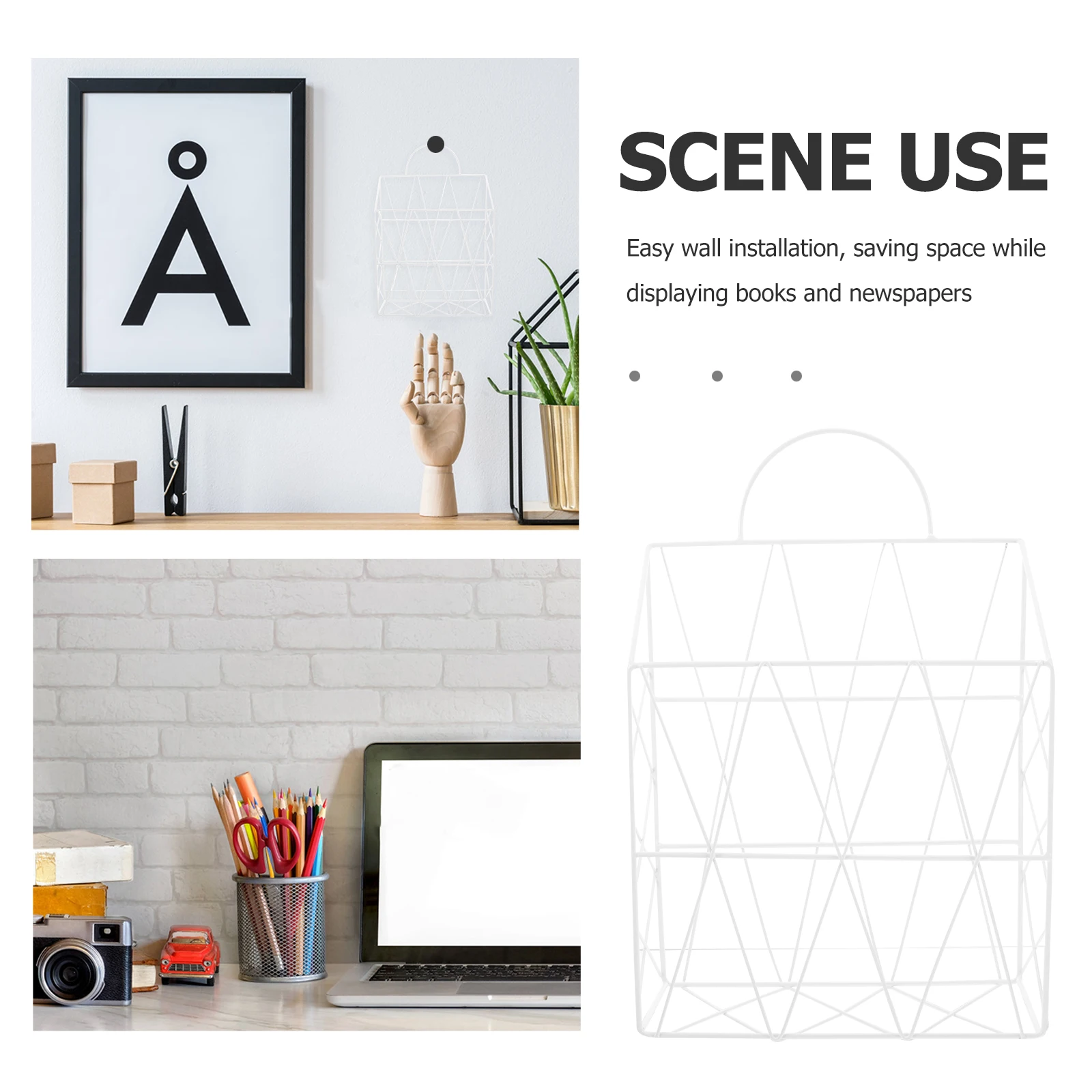 

Iron Bookshelf Wall Hanging Rack White Single Layer Magazine Holder Bedroom Office Space Saver Storage ganizer Decorative Home