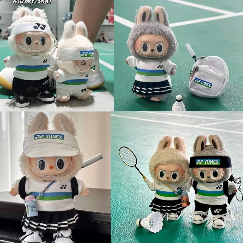 

Кукольная одежда для Labubu, бадминтона, одежда Yonex, набор кукол 123, универсальная виниловая кукла, спортивная одежда «сделай сам», только одежда, подарок