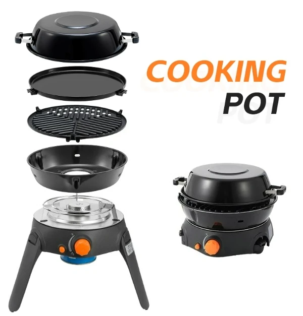 

Outdoor Set Folding Multi-function Gas Stove Camping Barbecue Grill 6-piece