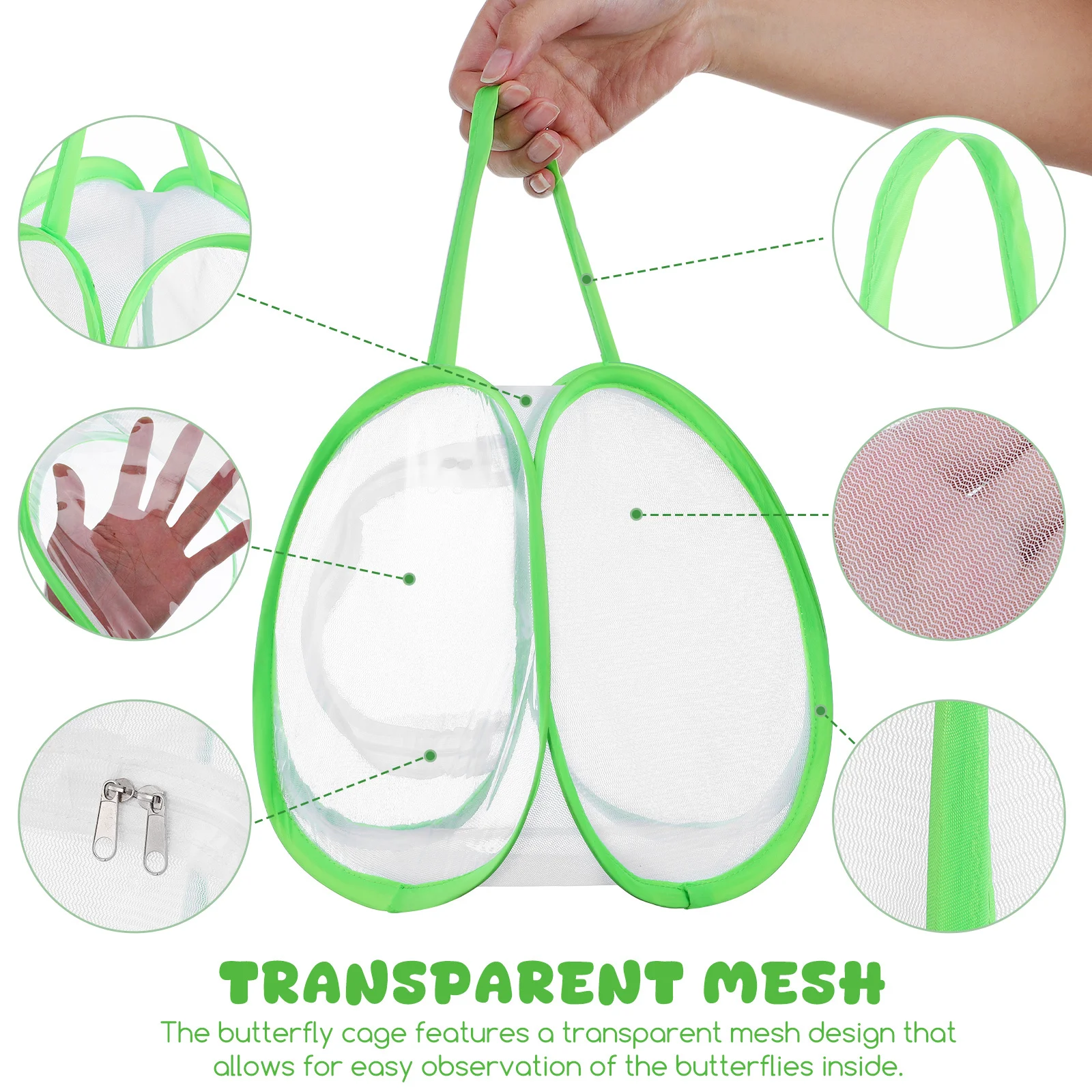 

2 шт., прозрачная сетчатая клетка для обитания бабочки, легкий портативный корпус для гусениц, прочный тканевый материал, прыгающий паук