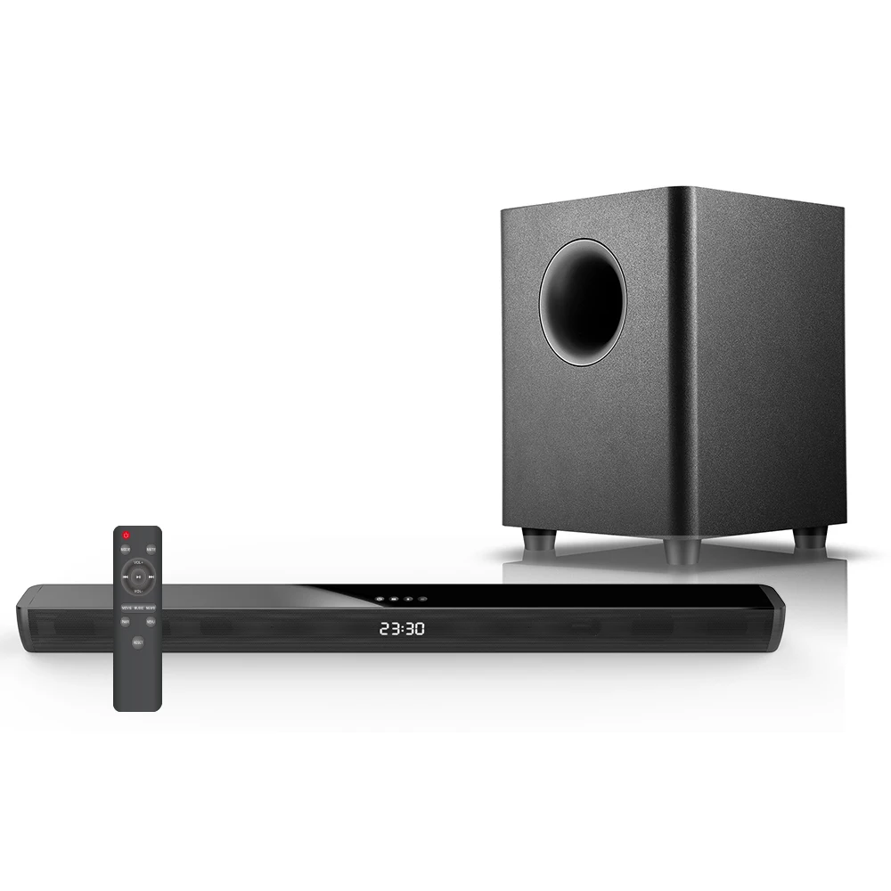 Samtronic wireless 150W home theatre System TV Soundbar speaker with wireless wooden subwoofer soundbox boombox sound bar