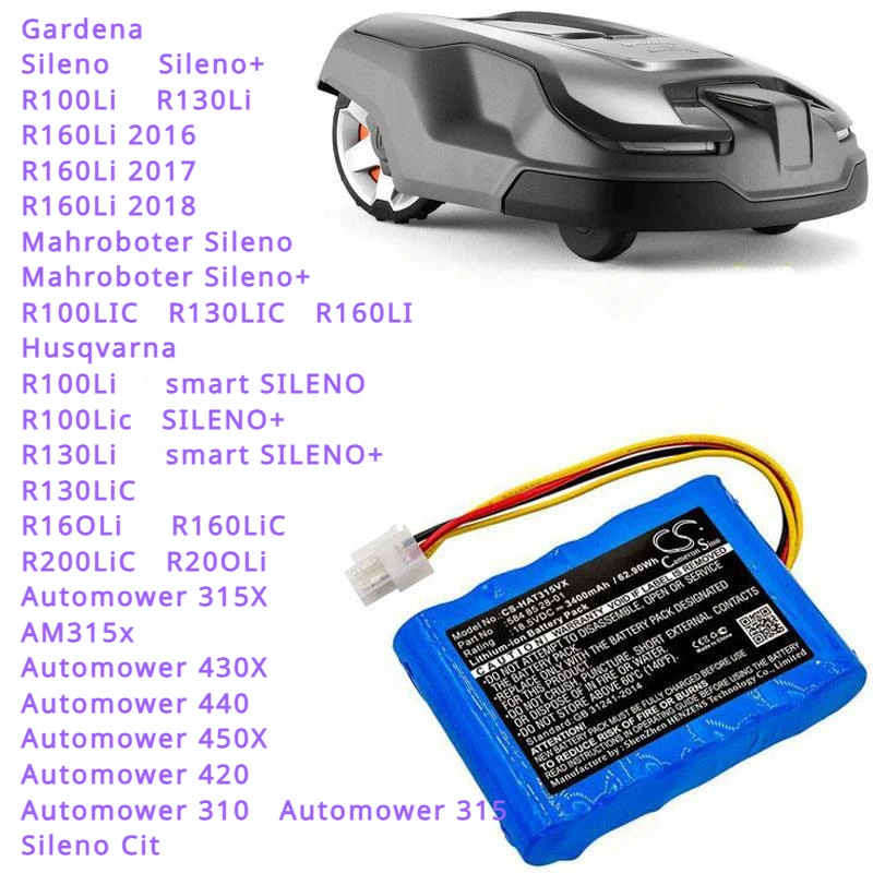 3400mAh Battery for Husqvarna AM315x,Automower430X,Automower440, Automower450X, 420,Sileno, IMPORTANT THE YEAR!!