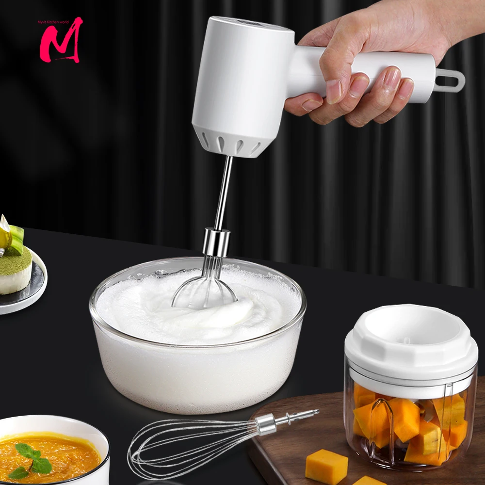 Wireless Electric Food Mixer Portable 3 Speeds Egg Beater Baking Dough Cake Cream Milk Frothers Kitchen Tools