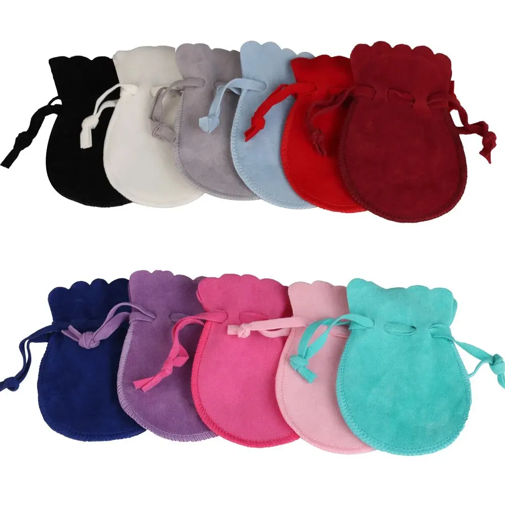 10 teile/los runde Kordel zug Samt Schmuck Tasche weichen Schmuck Verpackung Hochzeit Süßigkeiten Schmuck Beutel Großhandel