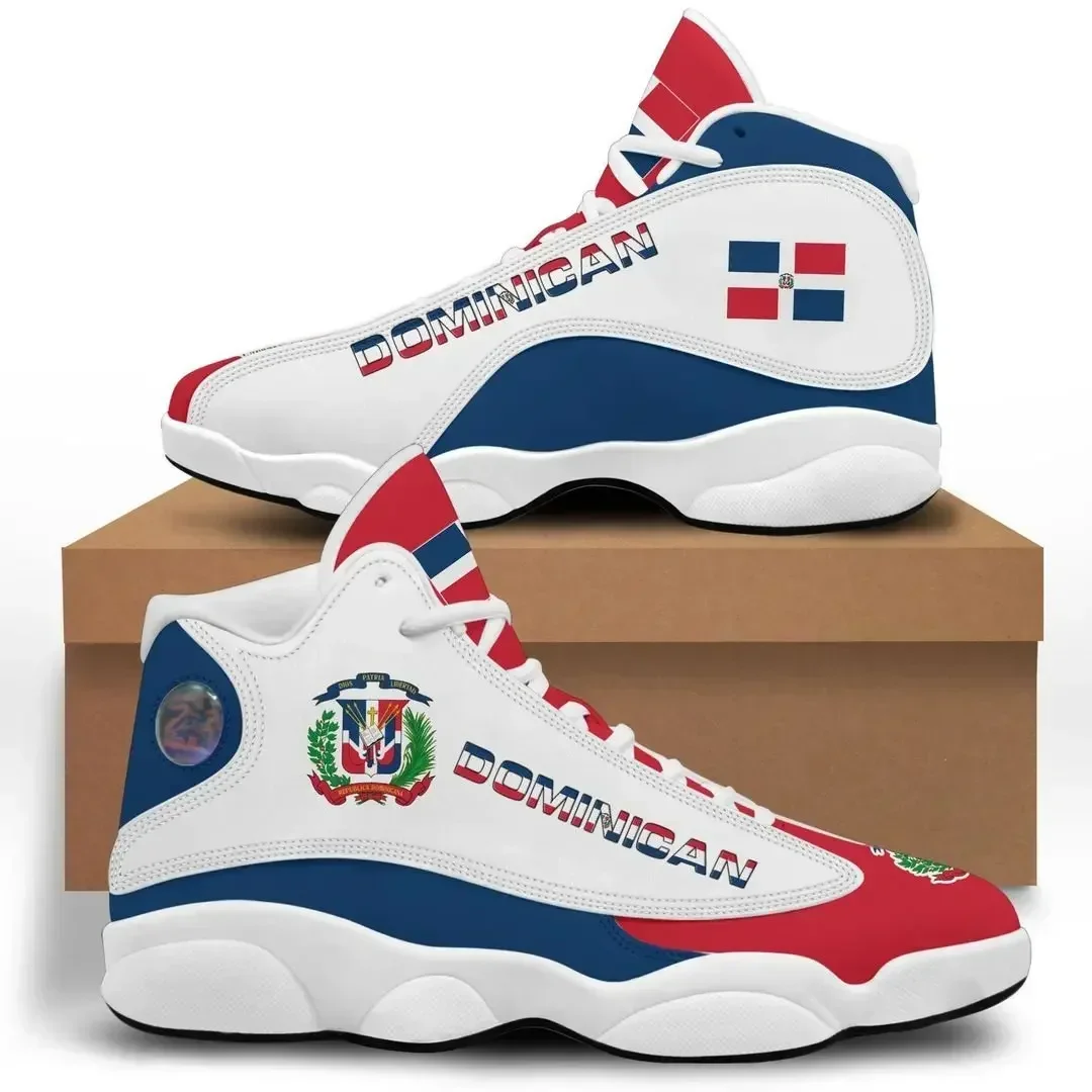 

Print On Demand Custom Sneaker Dominica Flag Pattern Print Men's Basketball Sneaker Plus Size 45 46 47 48 Teens Sport Shoes 2021