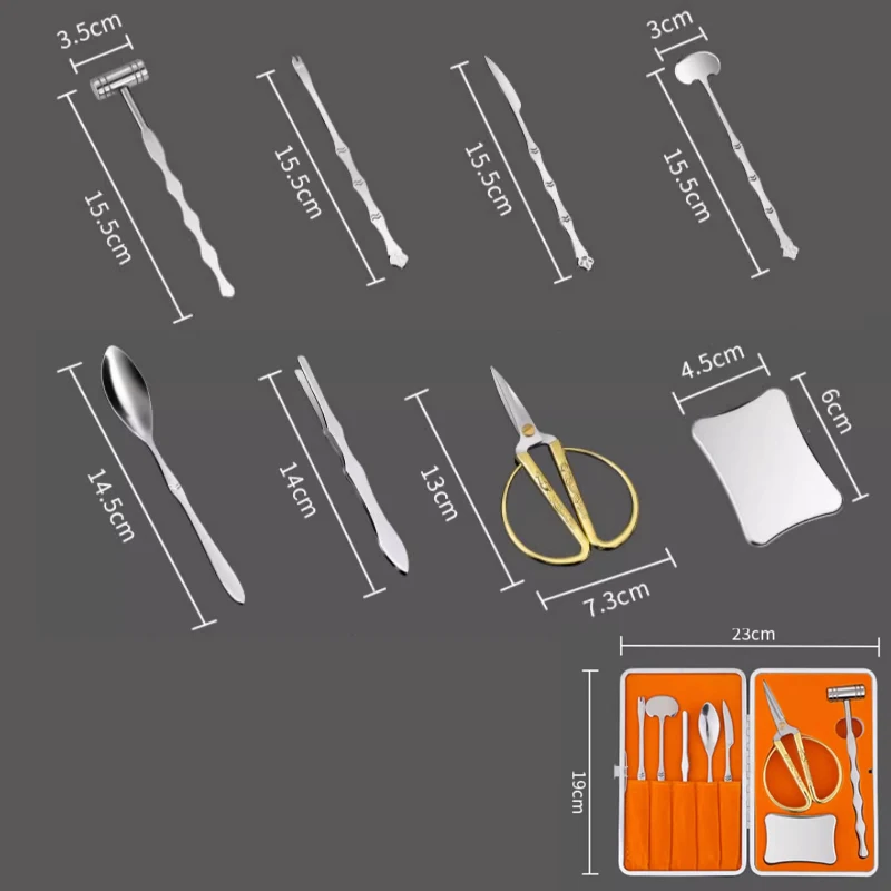 Crab tool home set crab clamp, stainless steel open crab stripping and eating hairy crab special tool crab eight pieces