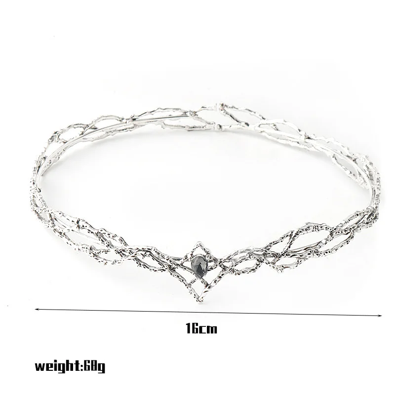 King Round Elves Crown Tiara Women Man Waterdrop Zircon Headband Bridal Hair Accessories Crown Wedding Headwear Gifts