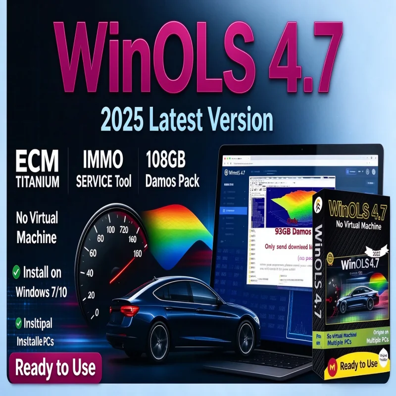 Winols 4.7 + ECM Titanium 26100 ECU Programming Tool with 93GB Damos Files Immo Service V1.2 And Learning Video Guide