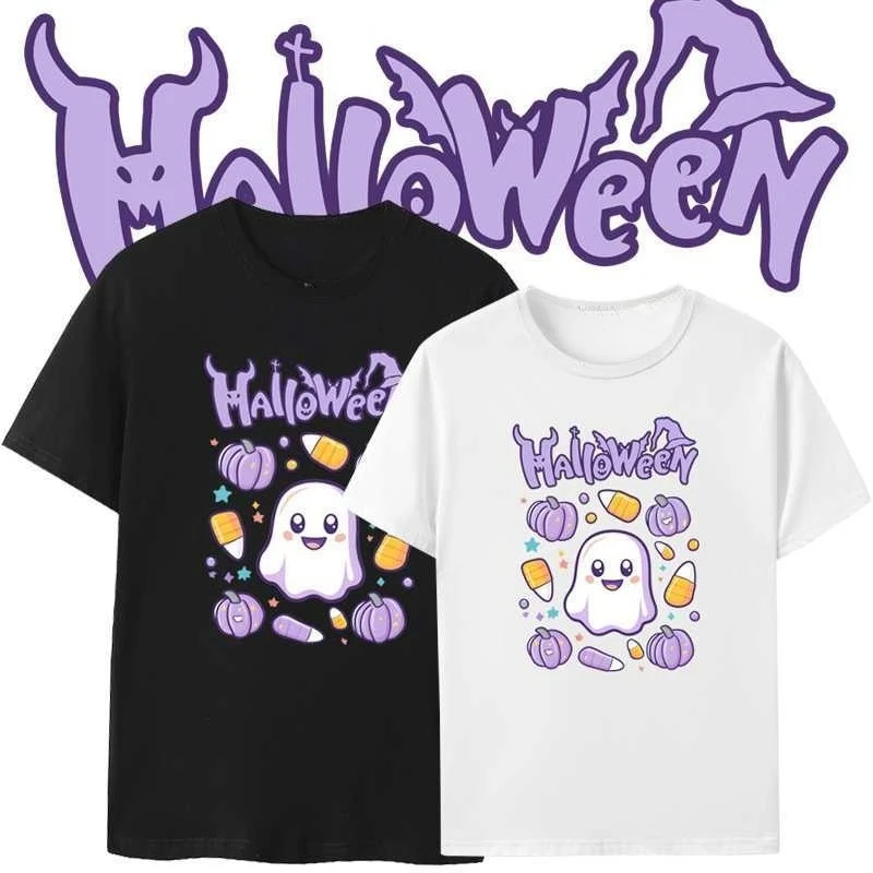 

Хэллоуин футболка с короткими рукавами событие фестиваль мультфильм призрак тыква одежда для мужчин и женщин осенне-зимняя повседневная хлопковая футболка