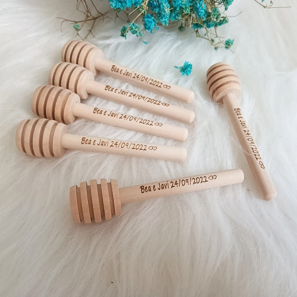 Personalized Wood Honey Dipper Sticks,Custom Wedding Favors,Baby Shower Decoration, Mini Server for Honey Jar Disp, High Quality