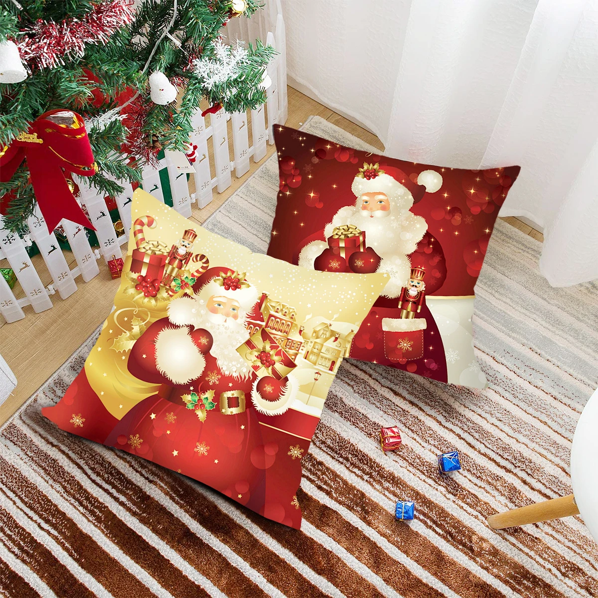 Christmas Cushion Cover Merry Christmas Decorations for Home 2024 Christmas Ornament Navidad Noel Xmas Gifts Happy New Year 2025