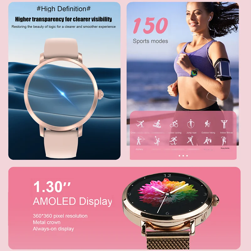 New NFC Smart Watches Women Clock Bluetooth Call GPS Movement Track Heart Rate Blood Pressure Sport smartwatch For Android ios