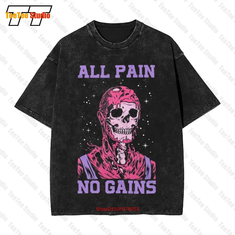 All Pain No Gains Weightlifting Gym Training Powerlifting Vintage Oversized T-Shirt 5TAT