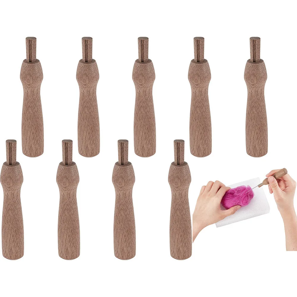 

Wool Felt Poke Wood Handle Needle Felting Stitch Punch Tool Tan 83x15.5mm