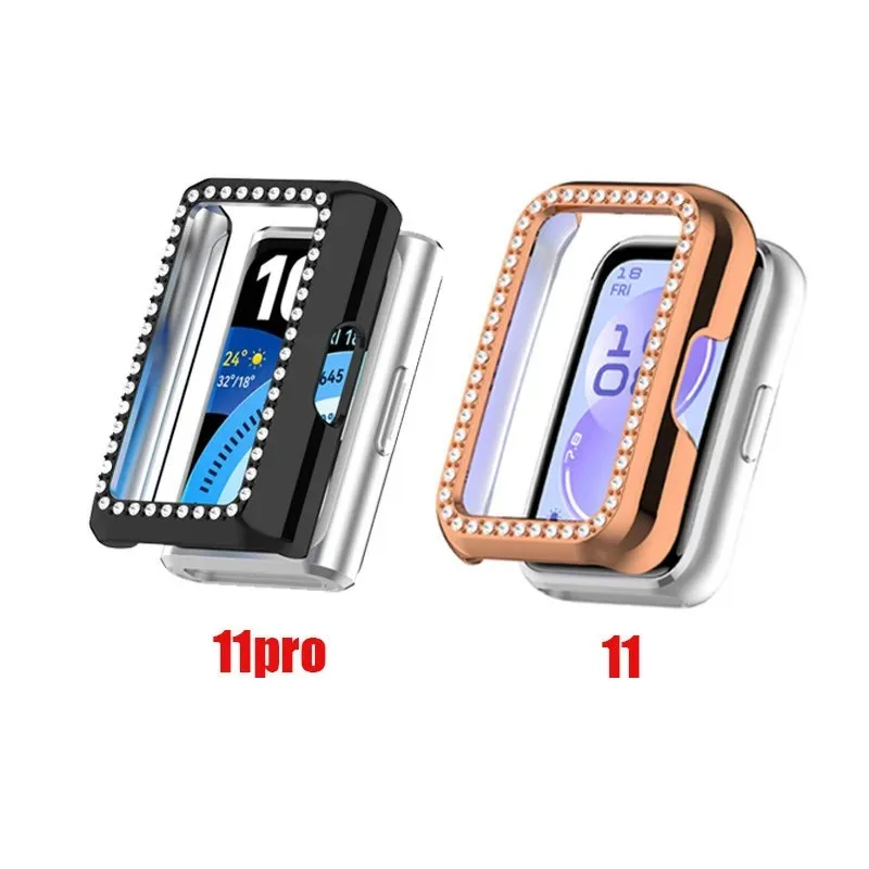 Case for Huawei Band 11/11 Pro NFC Diamond Crystal Hollow shell PC Hard Frame Bumper fashionable and exquisite Watch Cover Case
