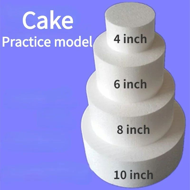 4/6/8/10inch Round Styrofoam Foam Cake Dummy Sugarcraftes Flower Decor Practice Model