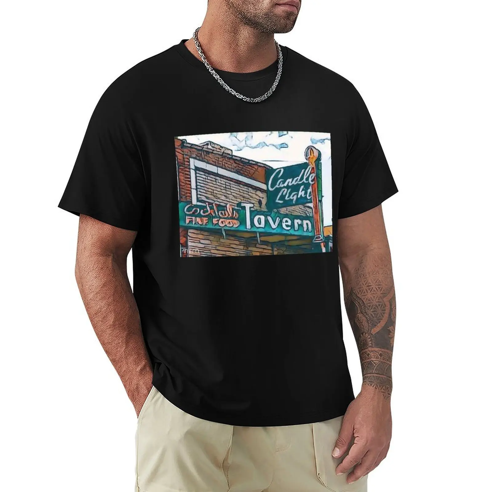 Candlelight Tavern Denver, CO USA Green T-Shirt Simple Graphic Design T-Shirt