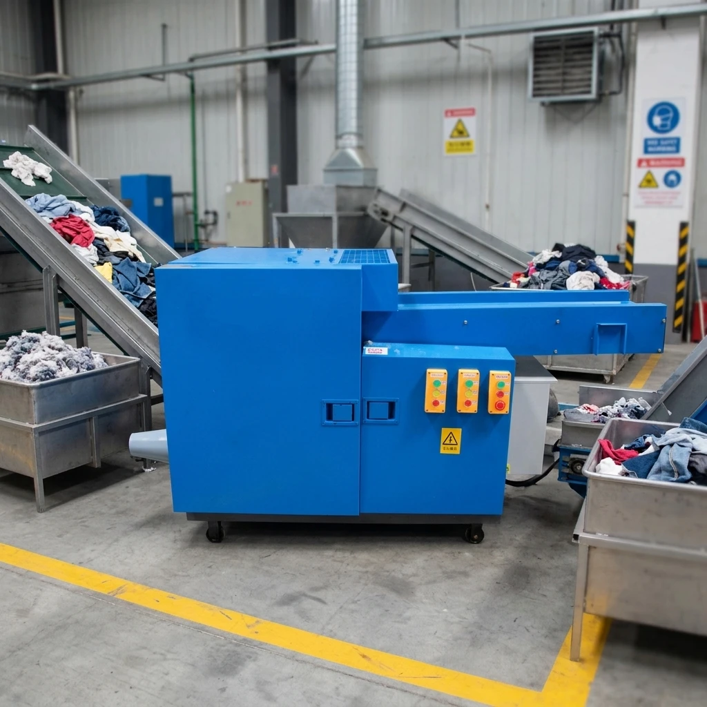 Automatic Old Jeans and Waste Textile Cutting Recycling Machine Waste Rubber Foam Crusher Shredder with