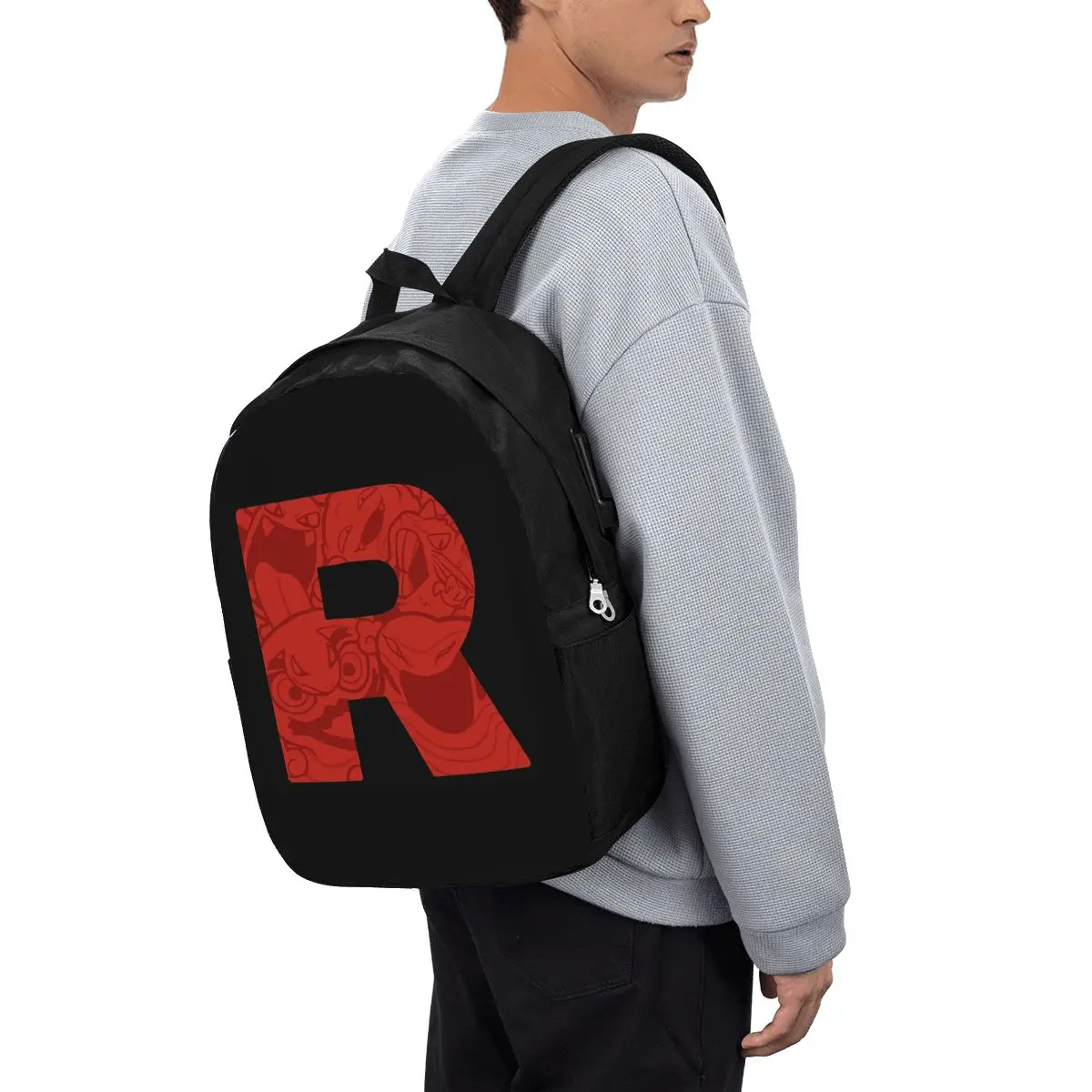 

Letter R Team Rocket Logo Backpack Travel Notebook Bag Computer College Student School Bag Laptop Shoulder Bags for Men Women