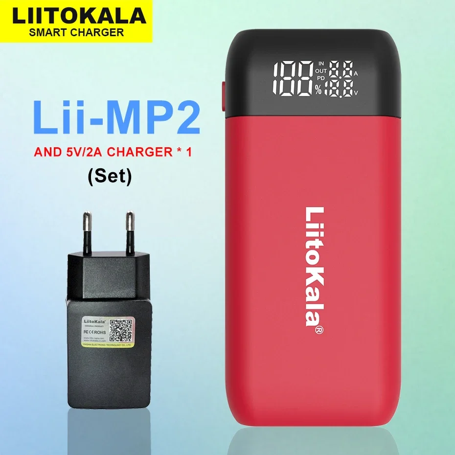 

LiitoKala Lii-MP2 Charger&Power Bank QC3.0 Input/Output Digital Display Fast Charging For 18650 21700