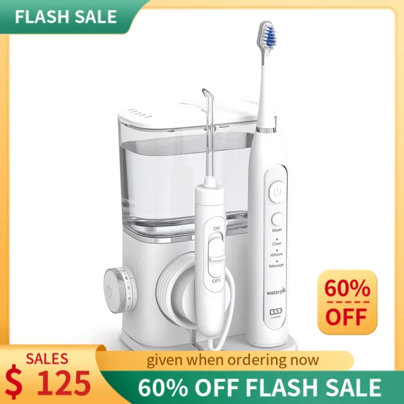 

Waterpik Complete Care 9.0 Sonic Electric Toothbrush with Water Flosser, CC-01 White, 11 Piece Set