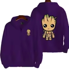 Men I Am Groot Cartoon Zipper Hoodie
