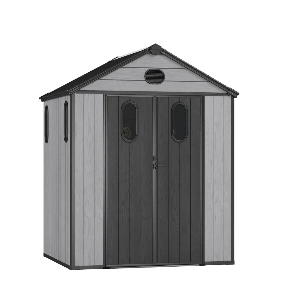 

6.1 x 5.2 FT Outdoor Resin Storage Shed, Heavy-Duty Plastic Shed with Reinforced Floor, Windows & Mesh Vents, Customized