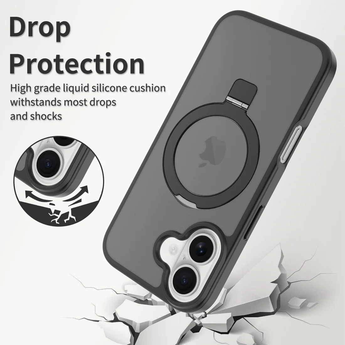 Picture 4: For iPhone 17 Phone Cover with KickStand, Compatible With MagSafe Shockproof Slim Translucent Matte Phone Case Fit iPhone 17