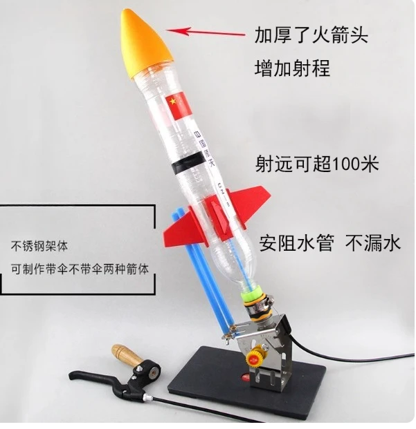 A Full Set of Production Materials, Handmade By Children DIY Water Rocket Launcher with Parachute