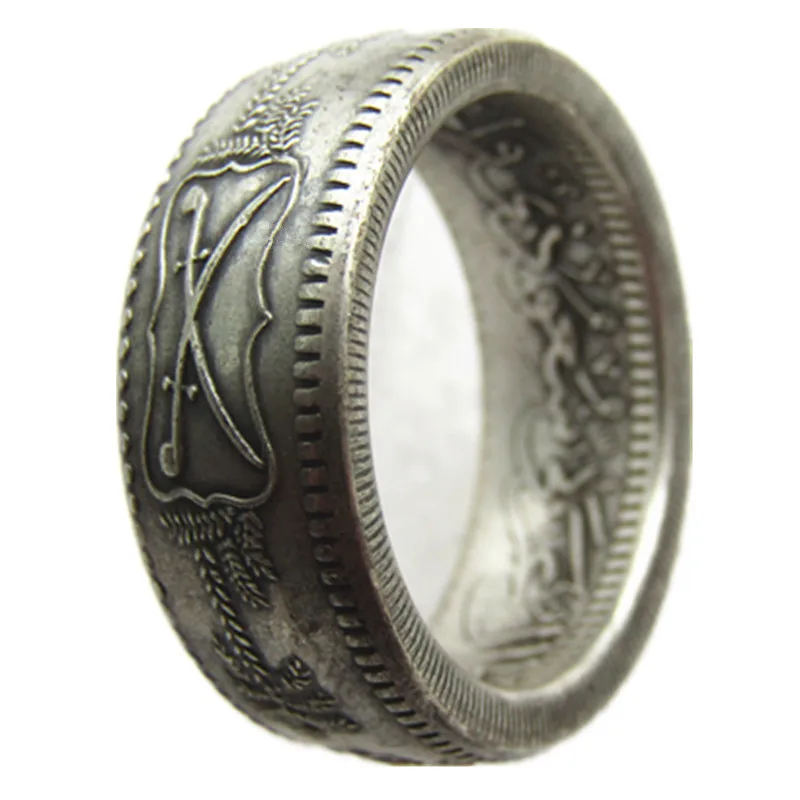 

Кольцо ручной работы из медно-никелевого сплава с 1 риялом, размеры 6-14, Саудовская Аравия, Ач 1954 (AD)