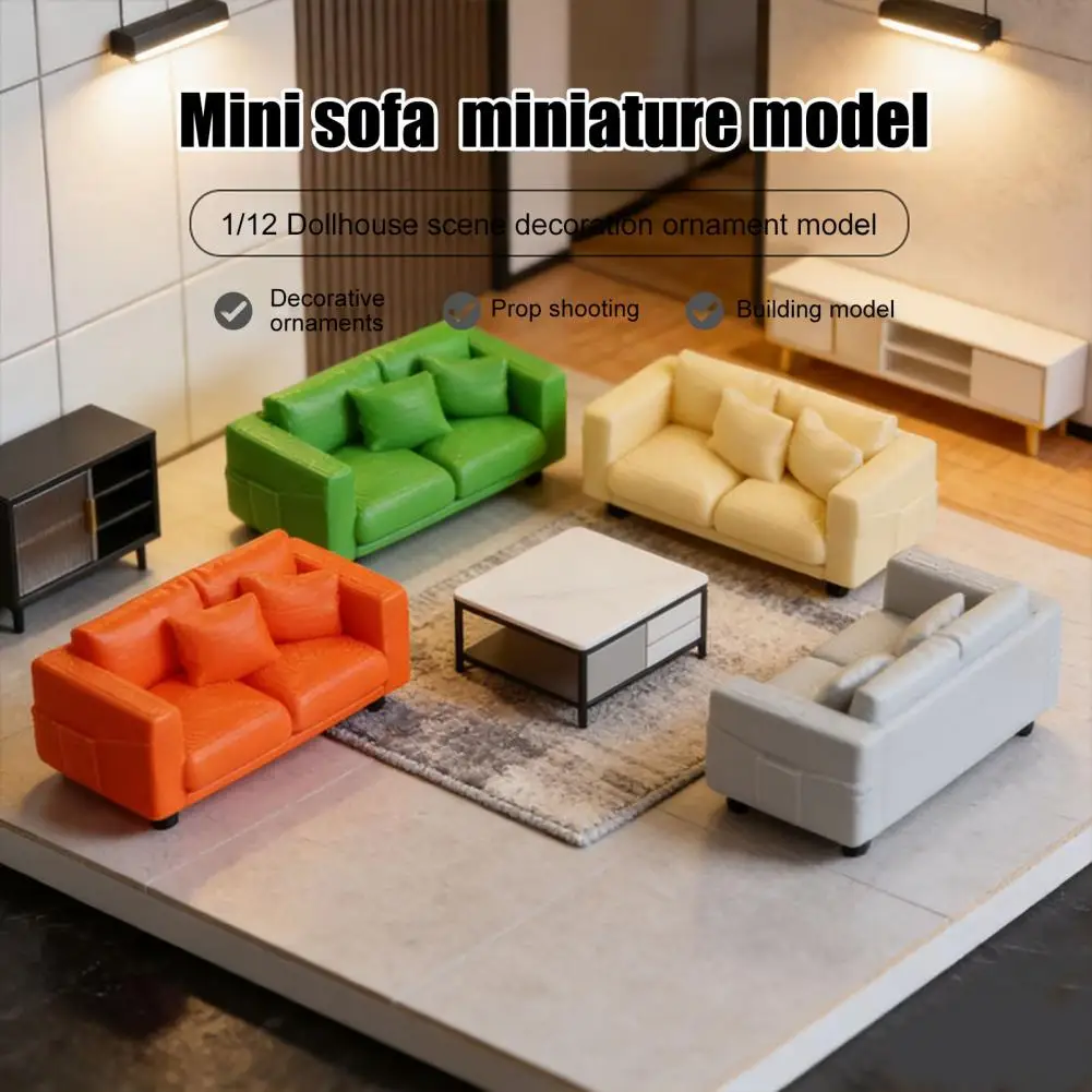 Miniature Couch Doll Mansion Furniture Miniature Loveseat Couch for Dollhouse Realistic 1/12 Scale Tiny 2-seater Sofa Mini