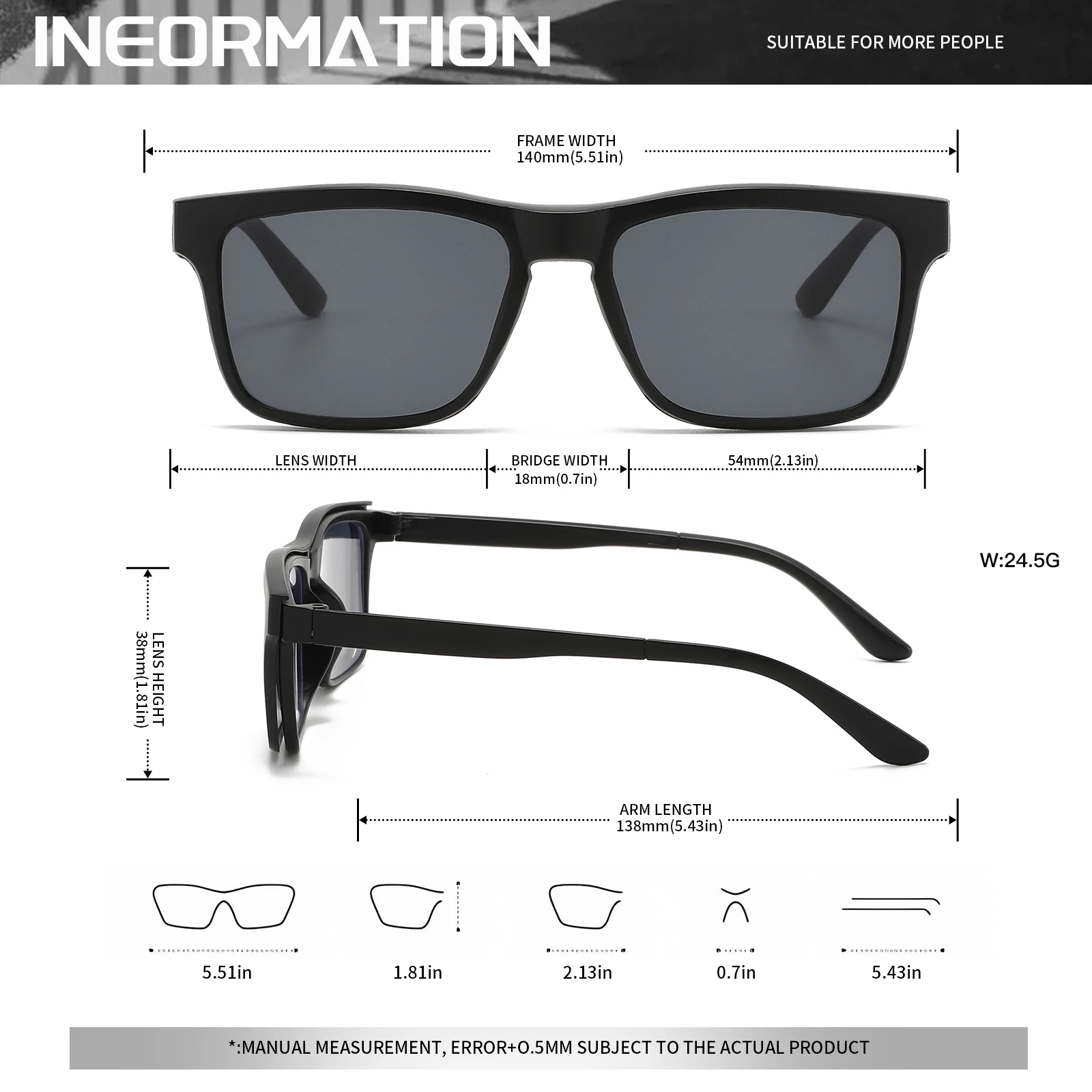 Aufsteckbare Magnetische Sonnenbrille mit Blaulichtfilter-Rahmen 2-in-1 Polarisierte Brille für Autofahren & Outdoor-Aktivitäten – Detail 7