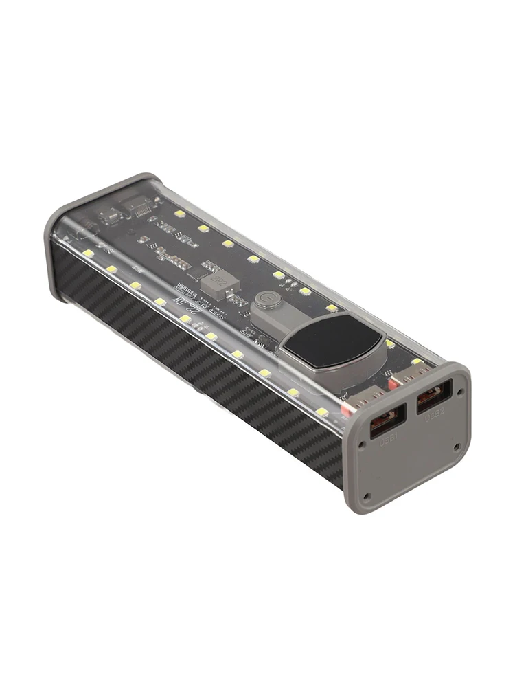 225wデュアル出力パワーバンクケース-1セット-4x21700フラットバッテリー用-透明diy充電ボックス-ledディスプレイ付き-ポータブル