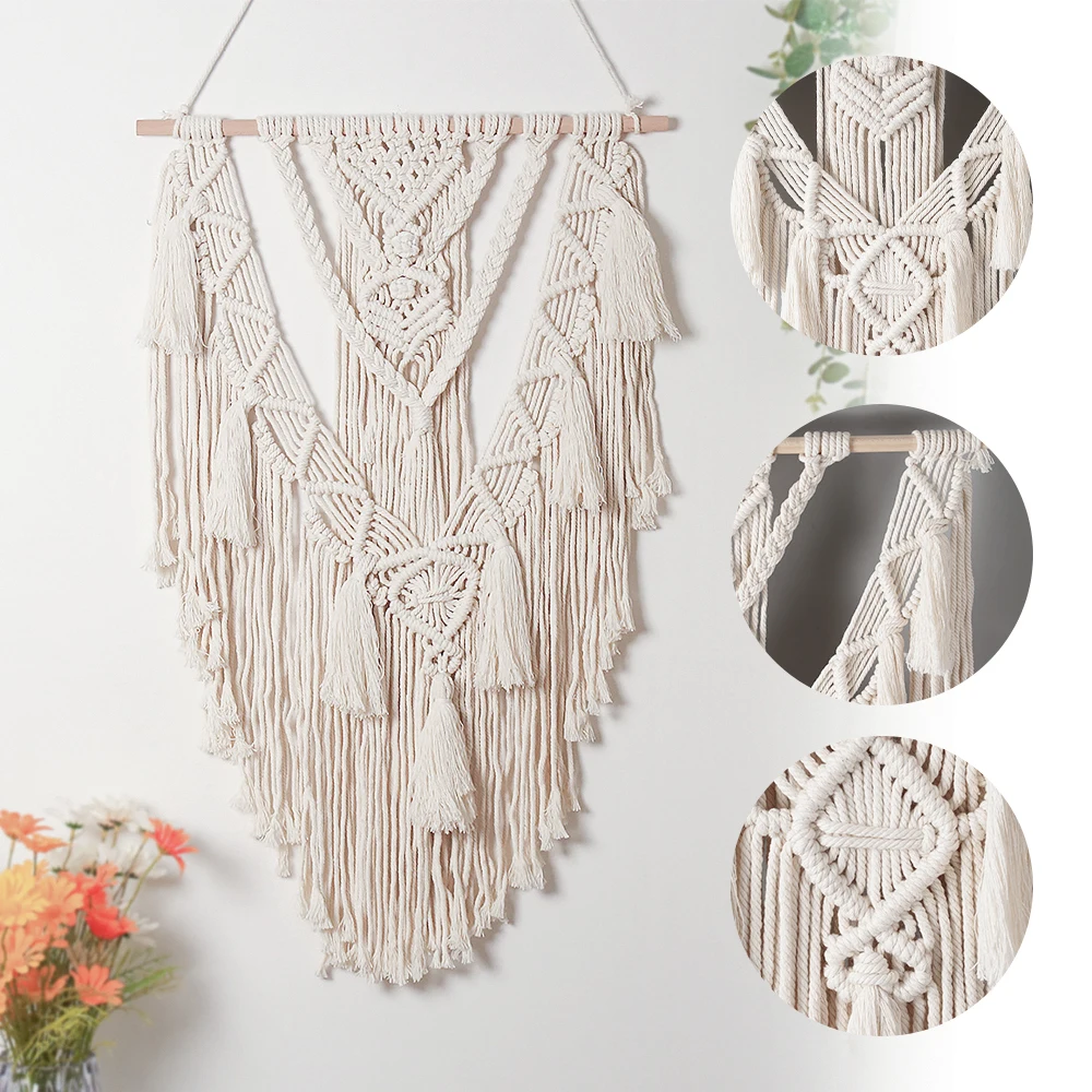 

Macrame Wall Hanging Tapestry With Tassels Bohemian Hand Woven For Living Room Bedroom House Boho Art Decor Home Decoration