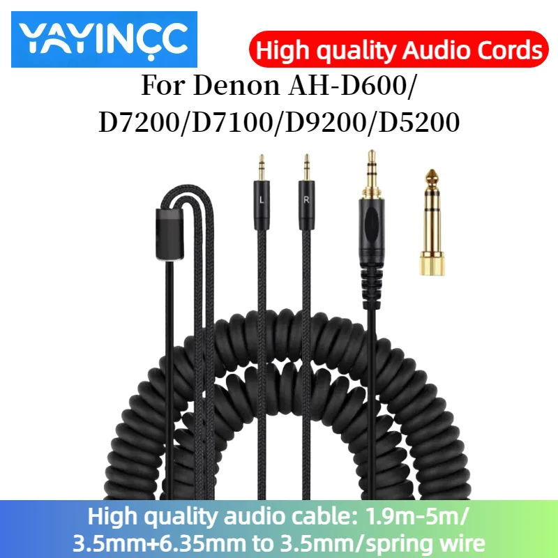 

High quality audio cable For DenonAH-D600/D7200/D7100/D9200/D5200 Headset 3.5mm+6.35mm to 3.5mm plug HIFI Fever Audio Cable