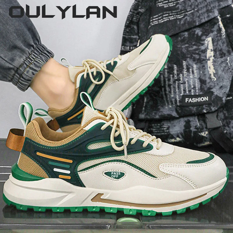 

NEW Fashionable Spring Autumn Seasons Casual Sports Men's Shoes Upper Stitching Size 39-44 Comfortable and Breathable Beige