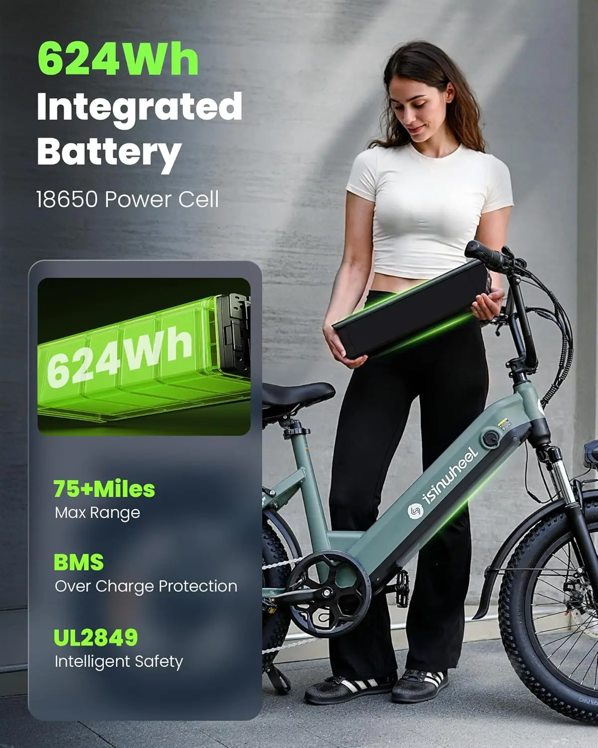 Olenwheel U8 دراجة كهربائية للبالغين 1000 واط الذروة موتور Ebike ماكس 20/28MPH 75-105 ميل المدى دراجة كهربائية المحمولة e الدراجات