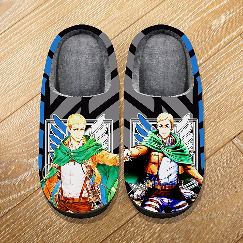 

Custom Size Winter Home Warm Cartoon Slippers For Adult Kids Anime Attack on Titan Erwin Smith Cosplay Indoor Cute Slippers