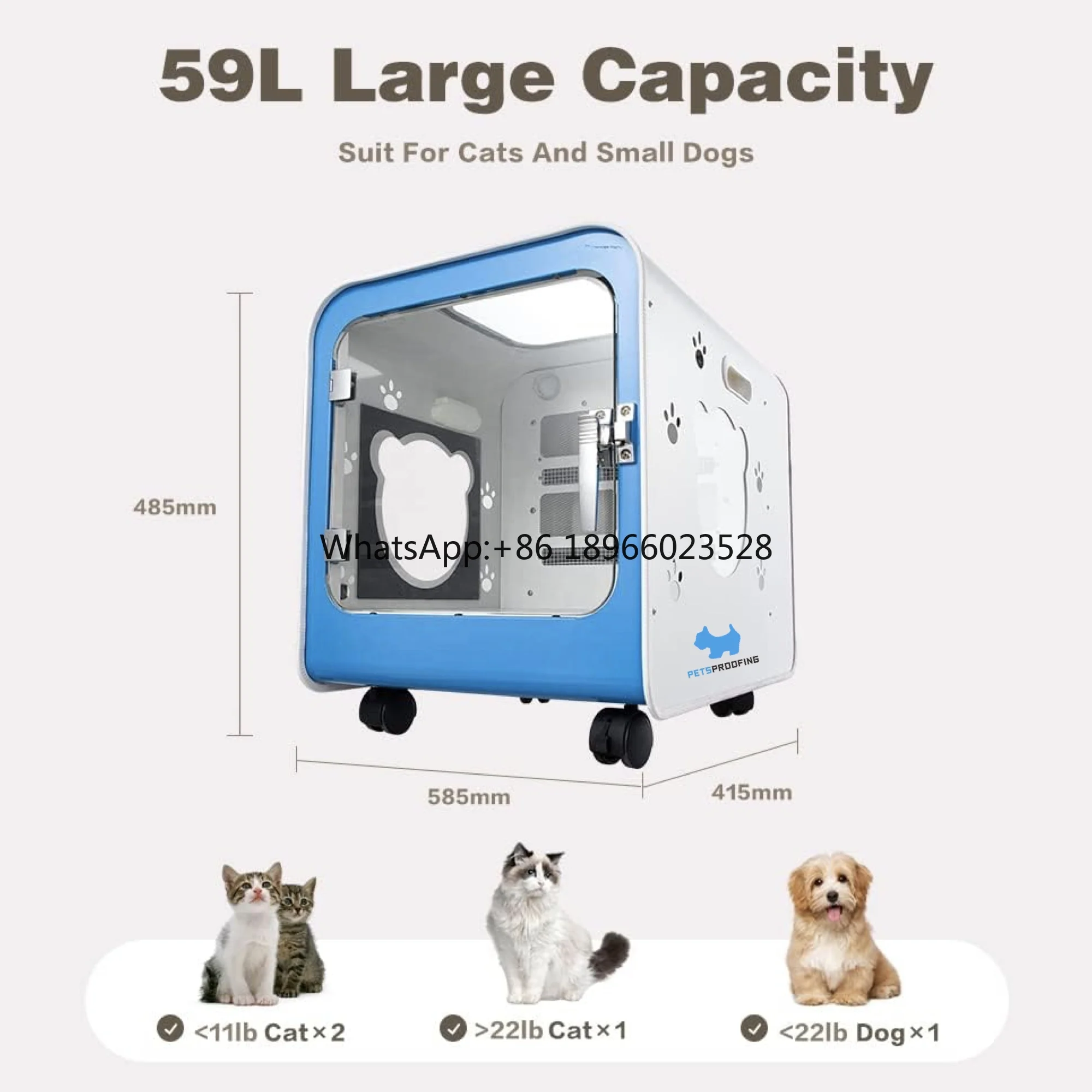 Professional Smart Pet Hair Dryer Automatic Plastic Dryer Box Cabinet cabin for Cats and Dogs Sustainable Charge Power Source