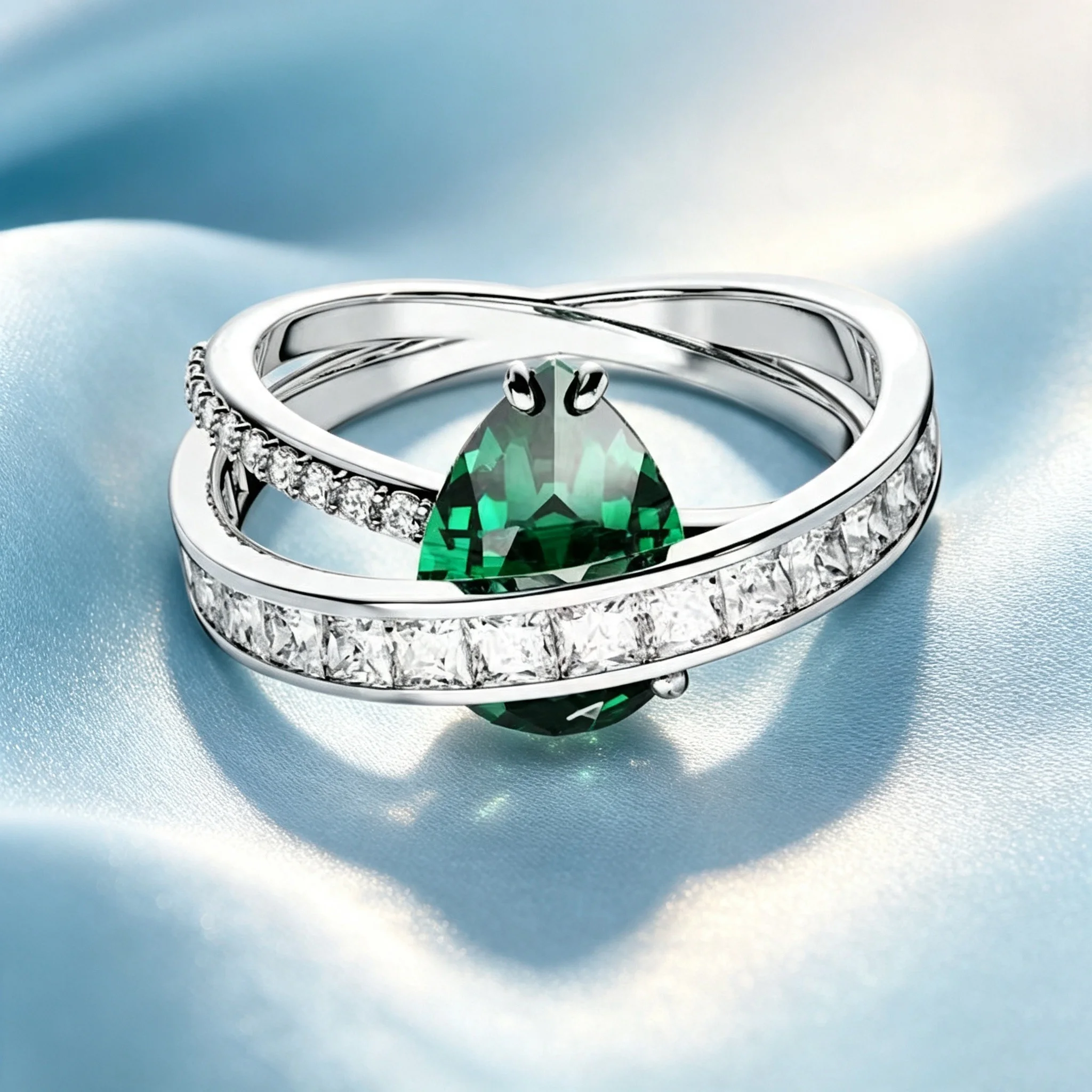 Women's Multilayer Stackable Open CZ Butterfly Floral Ring
