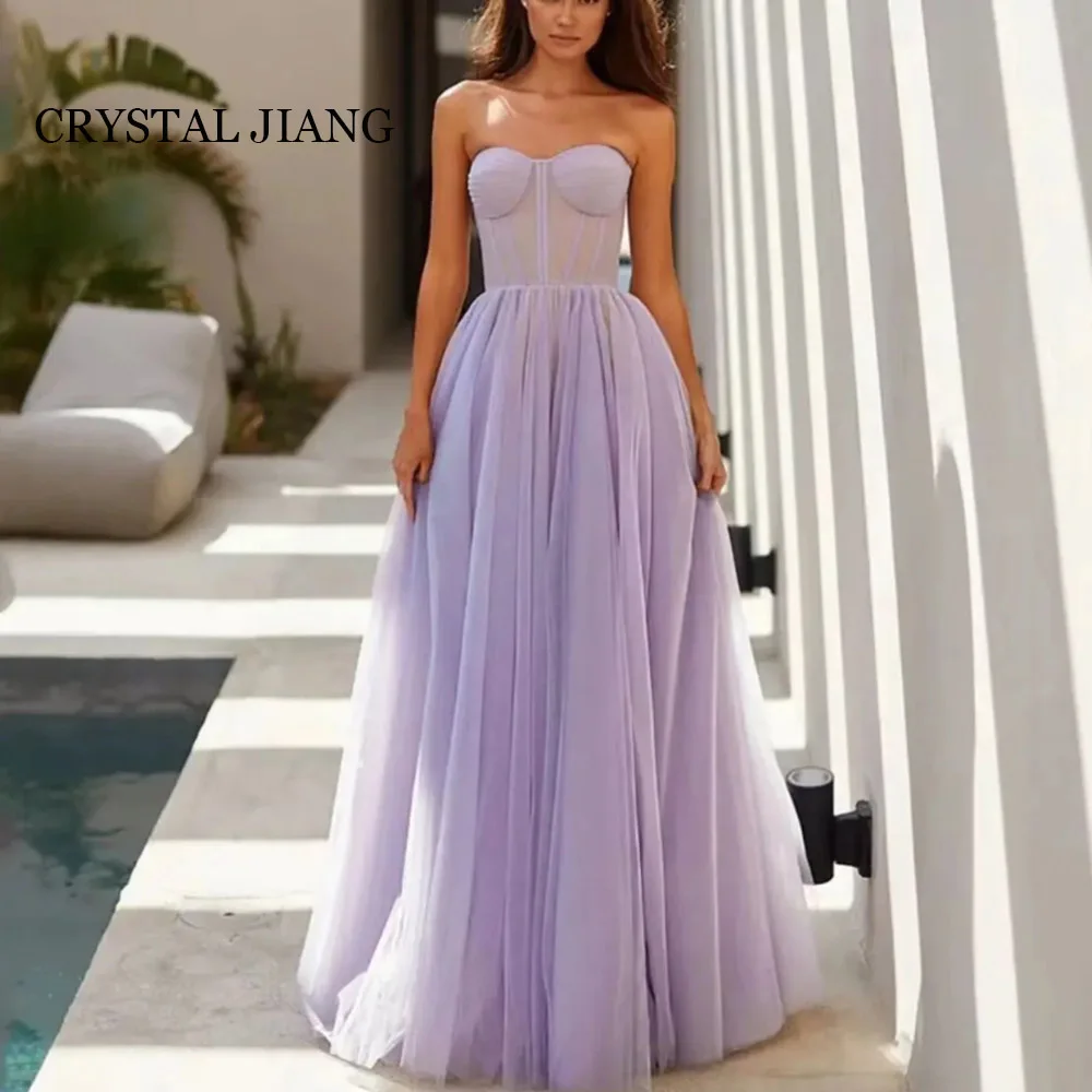 

Vintage Long Sweetheart Tulle Evening Dresses Sleeveless Vestido Festa A Line Floor Length Party Gowns for Women