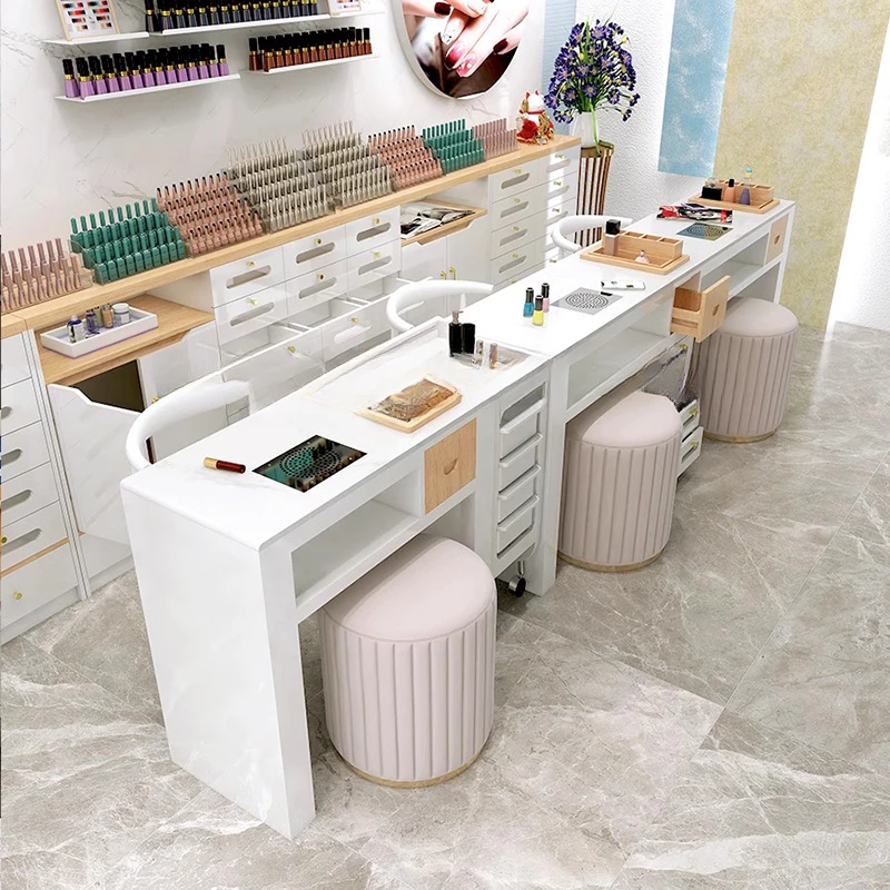 

Makeup White Nail Table Luxury Modern Dressing Professional Manicure Table Headboards Mesa Manicura Beauty Furniture