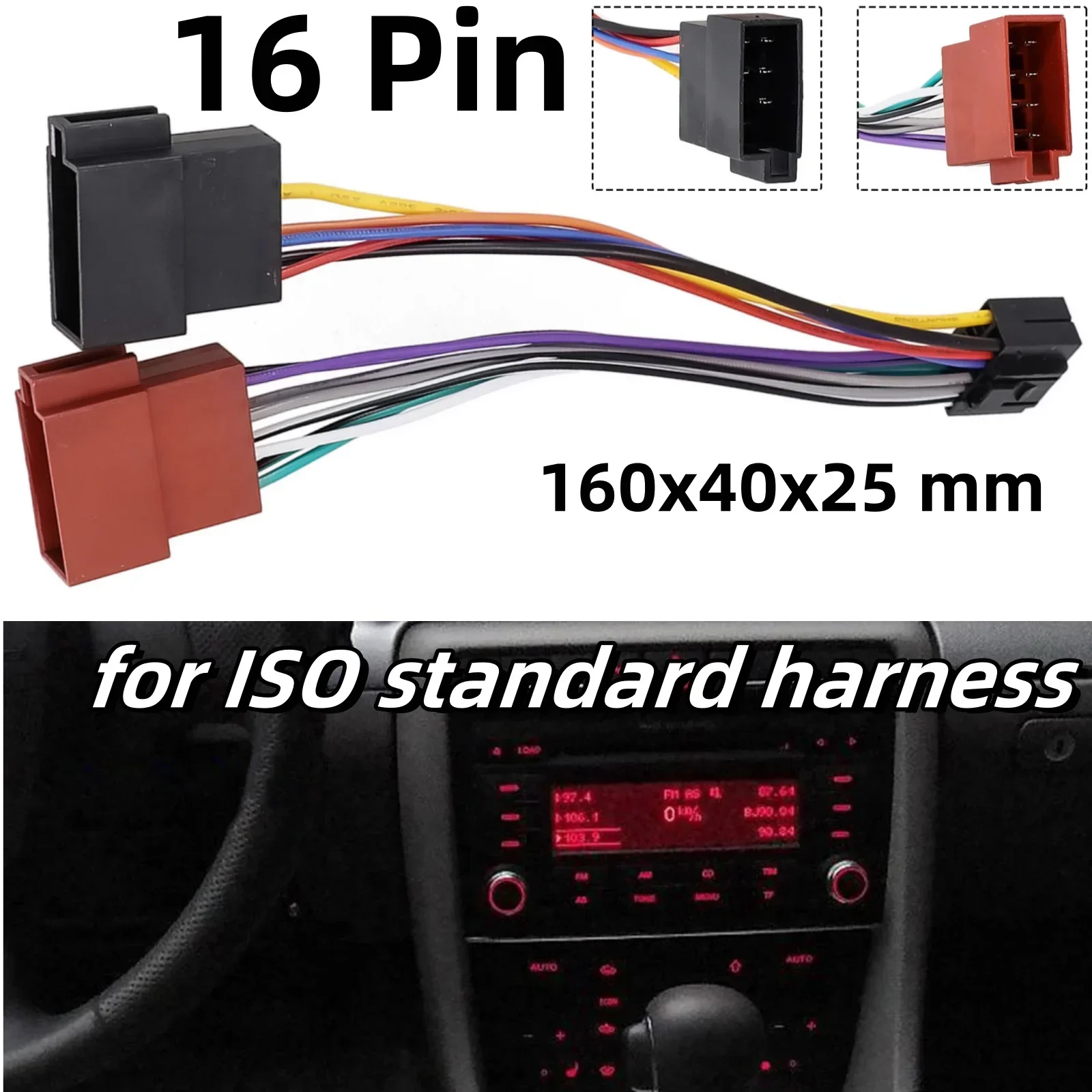 Adattatore per cablaggio a 16 pin per cavo connettore IOS per cavo convertitore audio radio Kenwood adattatori per cavi in plastica 160x40x25mm